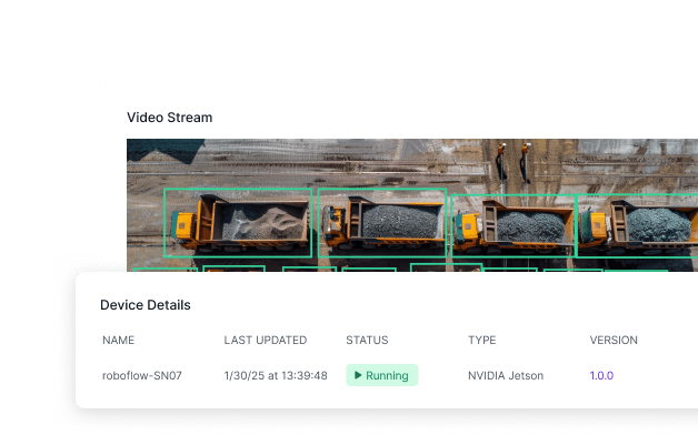 A video stream with detections and its NVIDIA Jetson device running